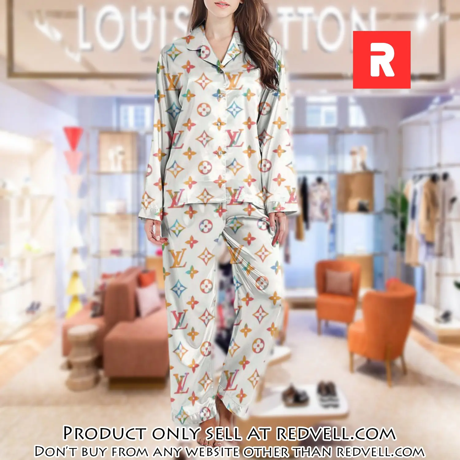 Lv monogram long satin pajama set pjs1013 rv5540863
